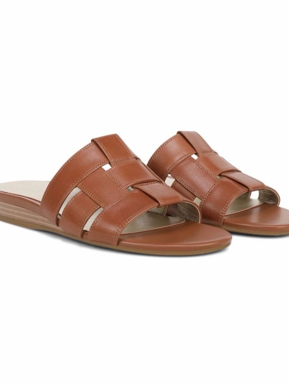 NWT Vionic Glendora Tan Leather Slide Sandals